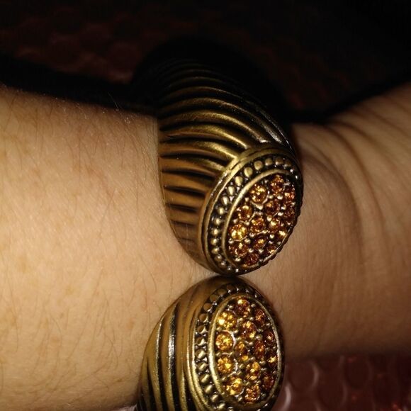 NWT bronze hinged cuff bracelet, multi/mini Orange - Picture 3 of 7